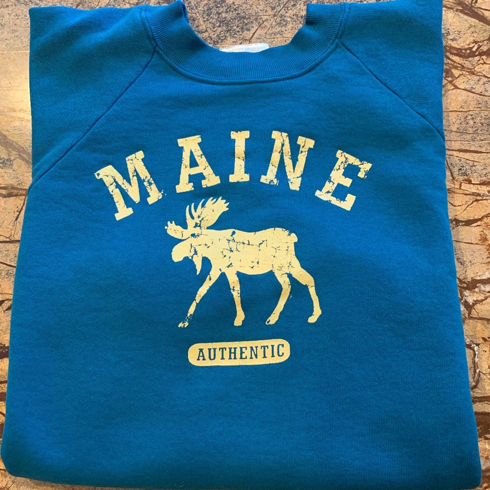 Vintage 90s Maine Sweatshirt with Moose